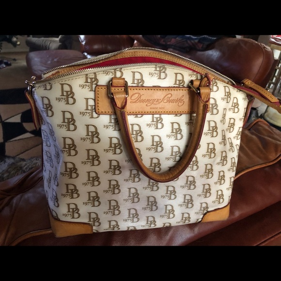 Dooney & Bourke Cream and Brown Shoulder Bag - Picture 1 of 5